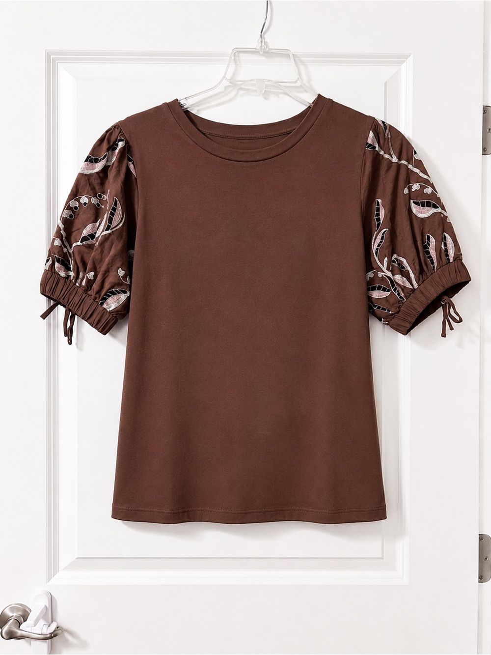 Joie Brown Puff Sleeve Short Sleeve Tee